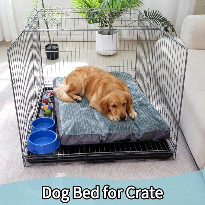 Big Dog Bed for Large Sized Dogs -Dog Crate Pad Removable Washable Cover, Non-Slip Bottom, Pet Mat Comfort Cushion for Joint Relief, Deep Sleep & Home Decor