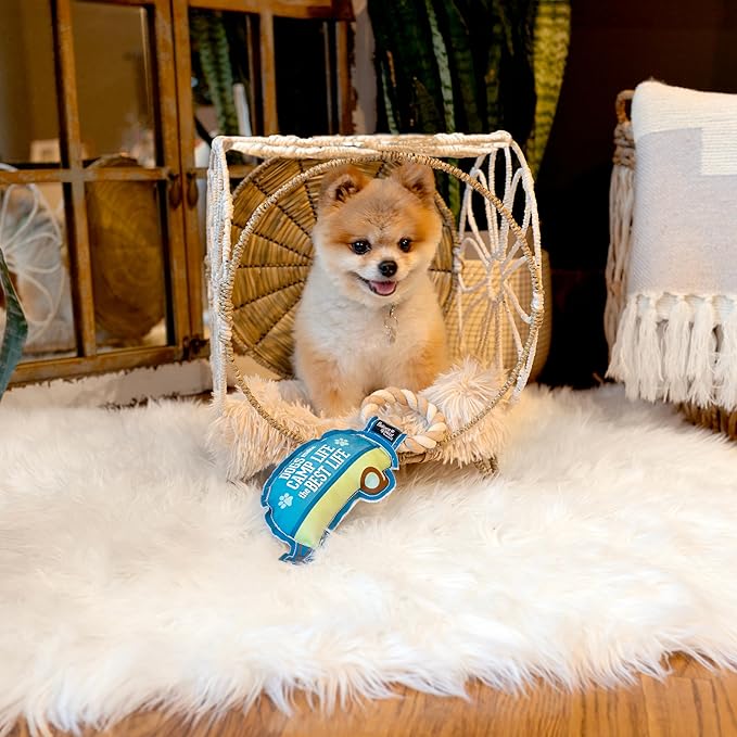 Pavilion - Camp Life - 10.5" Camper RV Tent Camping Puppy Dog Toy with Rope Handle K-9 Furry Companion Present