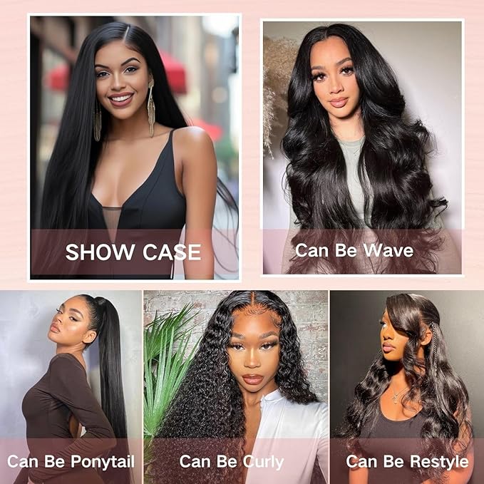 Selina Brazilian Virgin Human Hair Straight 4 Bundles 12 14 16 18 Inch Human Hair Brazilian Virgin Hair 100% Unprocessed Remy Hair Extensions Natural Black