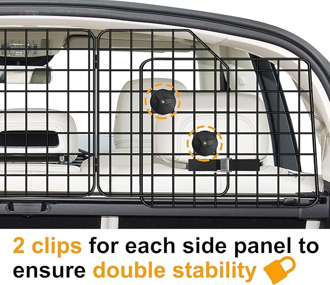 Dog Car Barrier for SUVs, Van, Vehicles, Adjustable Large Pet Barriers, Universal Fit Heavy-Duty Wire Mesh Dog Guard, Foldable Safety Car Divider Gate for Truck Cargo Area