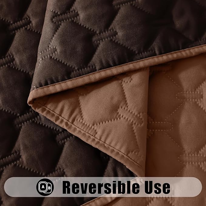 Smiry Waterproof Dog Bed Cover Blanket, Soft Reversible Pet Blanket, Washable Leakproof Cats Dogs Couch Cover for Sofa, Couch, Furniture, Plaid (68x82 Inch, Brown/Chocolate)