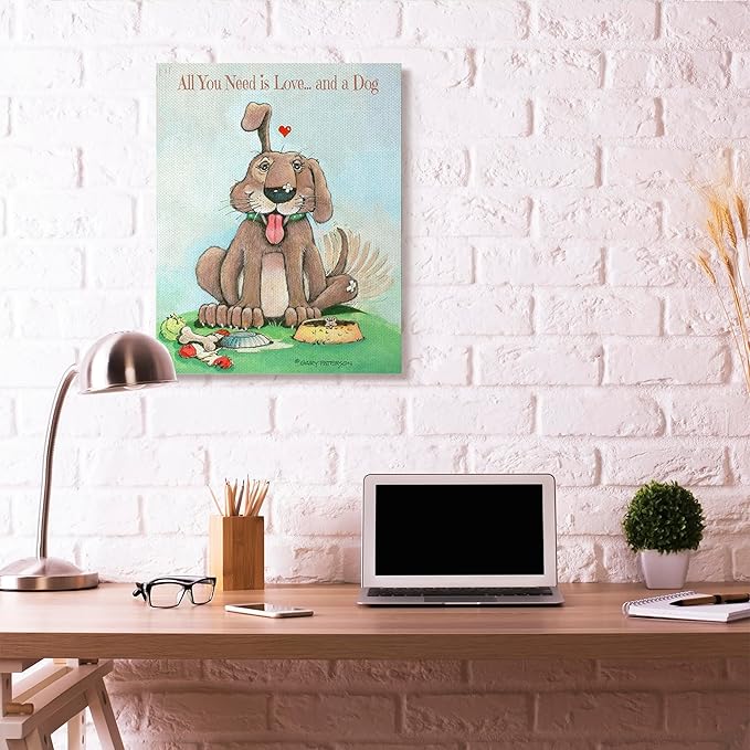 Stupell Industries 'Love and A Dog Funny Pet Cartoon Design', Canvas Art, 30 x 40 Inches, Easy to Hang and Sturdy, Made in USA, by Gary Patterson