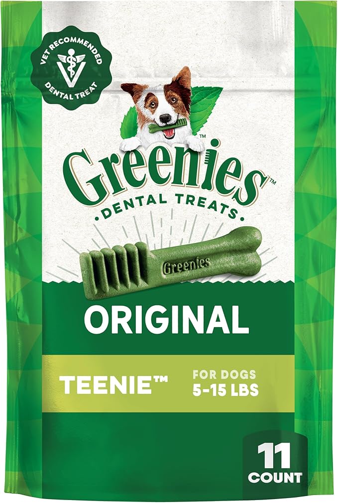 Greenies Veterinarian-Recommended Natural Dental Dog Treats Regular Size, Original Flavor, 3 oz. Pack, 11 Count