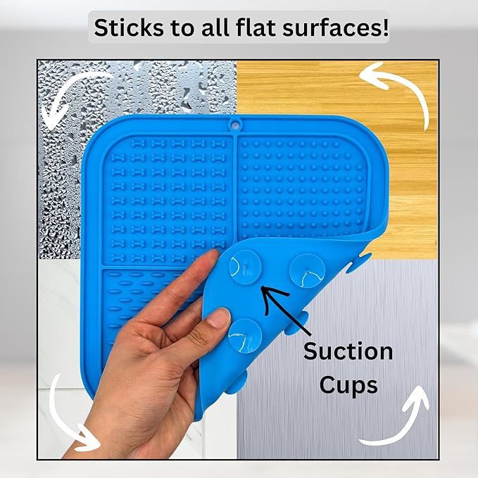 Dog Lick Mat - 2 Pack Slow Feeder for Dogs & Cats to Keep Them Busy Ideal for Grooming & Bathing - Anxiety Relief & Calming