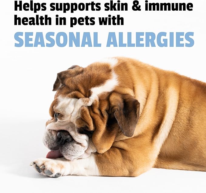 Pet Naturals Allergy Plus Calming for Dogs – 60 Ct Soft Chews, Seasonal Allergy & Stress Support with Quercetin, Salmon Oil, Probiotics & L-Theanine, Duck Flavor Supplement