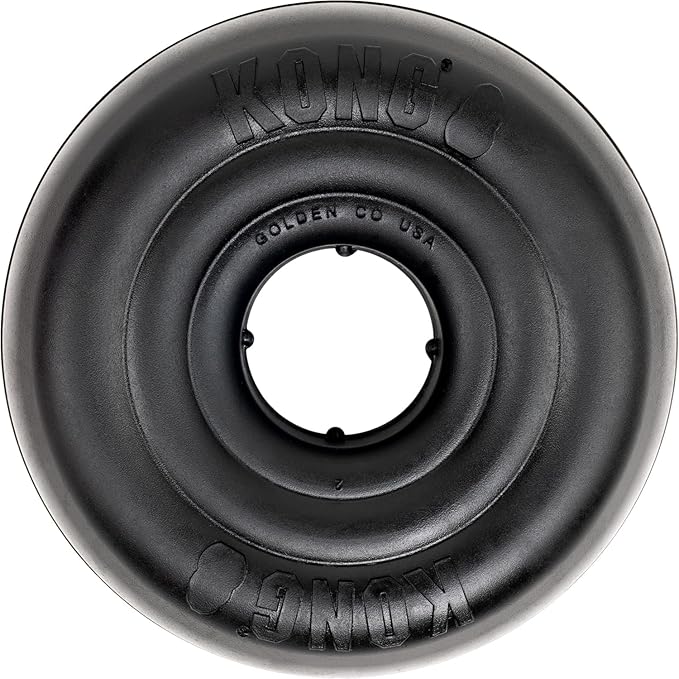 KONG Extreme Donut Dog Toy – Toughest Durable Natural Rubber Chew Toy for Power Chewers – Safe on Teeth & Gums, Fun Bounce & Roll for Indoor and Outdoor Play (Medium/Large)