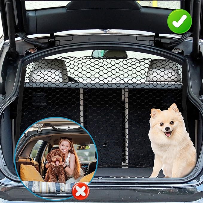 Dog Car Net Barrier, Hook Pet Divider - Black, 47.24"x27.56"