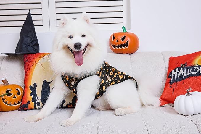 Aiboria Winter Dog Coat Windproof Fleece Jacket with Chest Strap Dog Vest Harness Halloween Black XL