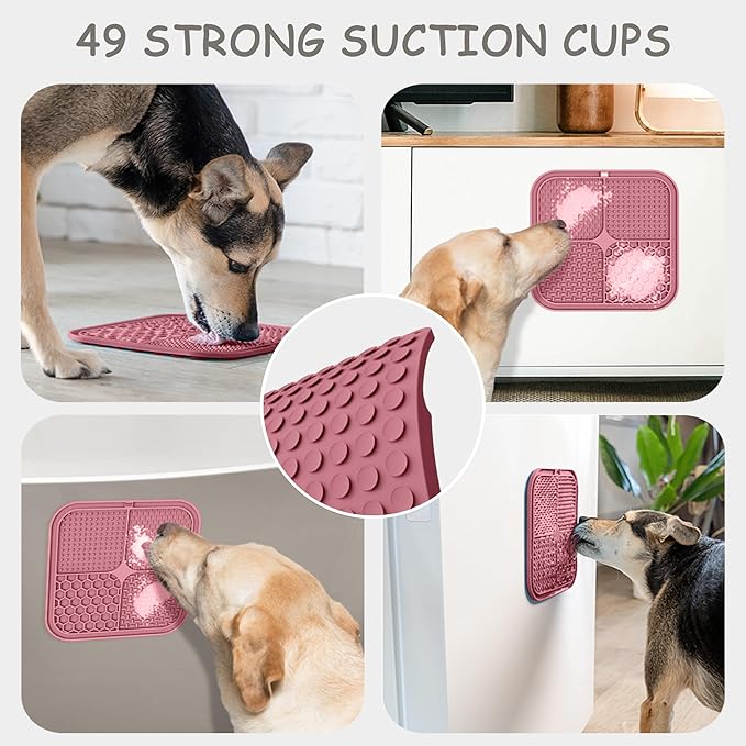 Dog Lick Mat 2 Pack – 8.5" Anxiety Relief & Slow Feeder with Suction Cups for Dogs & Cats