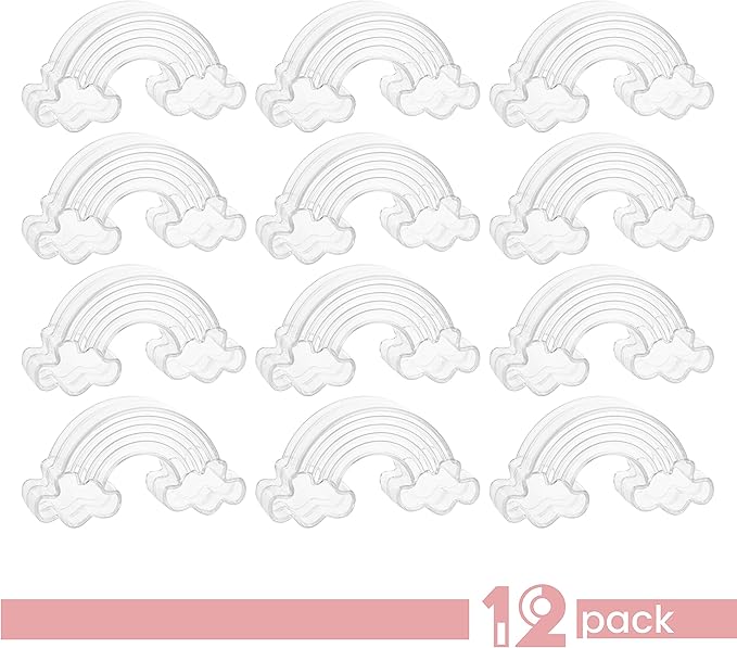 Hammont Rainbow Shaped Acrylic Candy Boxes - 12 Pack - 3.62"x1.96"x0.98" - Perfect for Weddings, Birthdays, Party Favors and Gifts | Designer Cute Clear Lucite Plastic Treat Containers