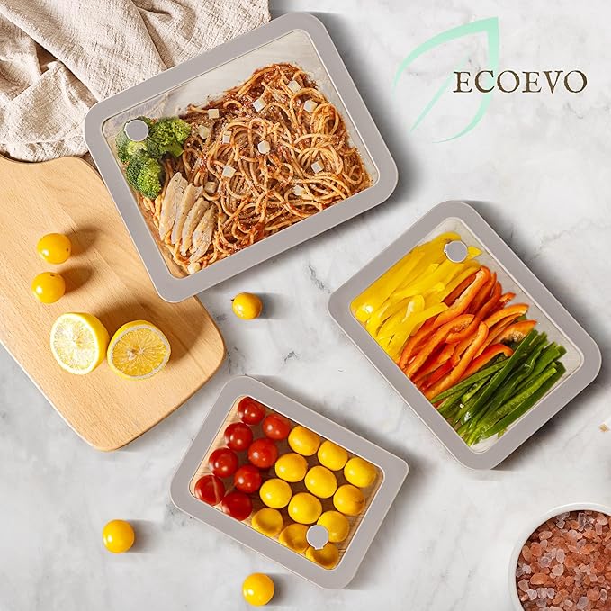 Glass Food Containers with Glass Lid, Microwave Safe Food Storage Container Set, 3 Pack of Large Size, Food Storage Containers with Lids, Meal Prep containers with Leak Proof Lid.
