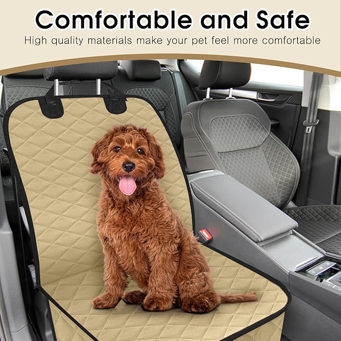 2 Pack Front Seat Dog Cover, Waterproof Dog Car Seat Cover for Dogs, Pet Car Seat Protector Nonslip Scratch-Proof Car Seat Covers for SUV, Trucks & Cars - S, Khaki/Black