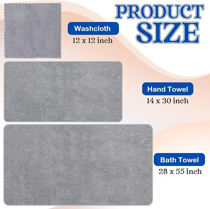 Moukeren 18 Pcs Microfiber Bath Towel Set 6 Bath Towels 6 Hand Towels 6 Washcloths Soft Coral Velvet Highly Absorbent Bathroom Towel for Fitness Sports Yoga Travel(Classic Colors)