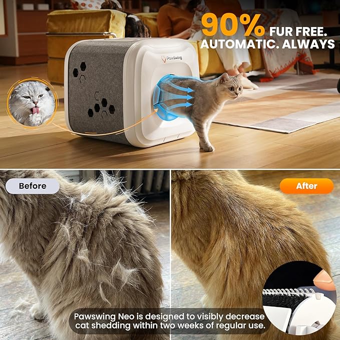 Cat Self Groomer Neo for Hairball Control and Shedding Relief 360° Skin Friendly Brush Pet Hair Remover Tool Gentle Self Cleaning Automatic Fur Collection Smart Grooming House for All Cats