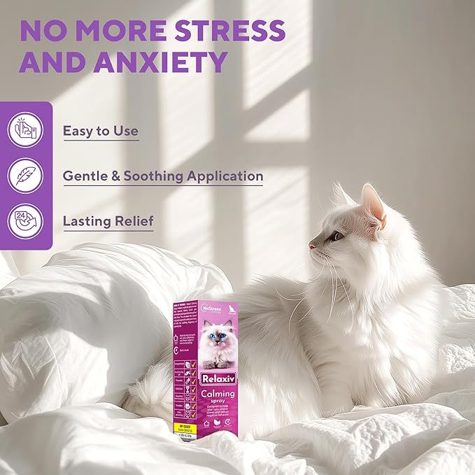 Calming Pheromone Spray & Scratch Repellent for Cats - Reduces Scratching Furniture, Pee - During Travel, Fireworks, Thunder, Vet Zone - Helps with Stress, Fighting, Hiding (1 pack 1.7 oz)