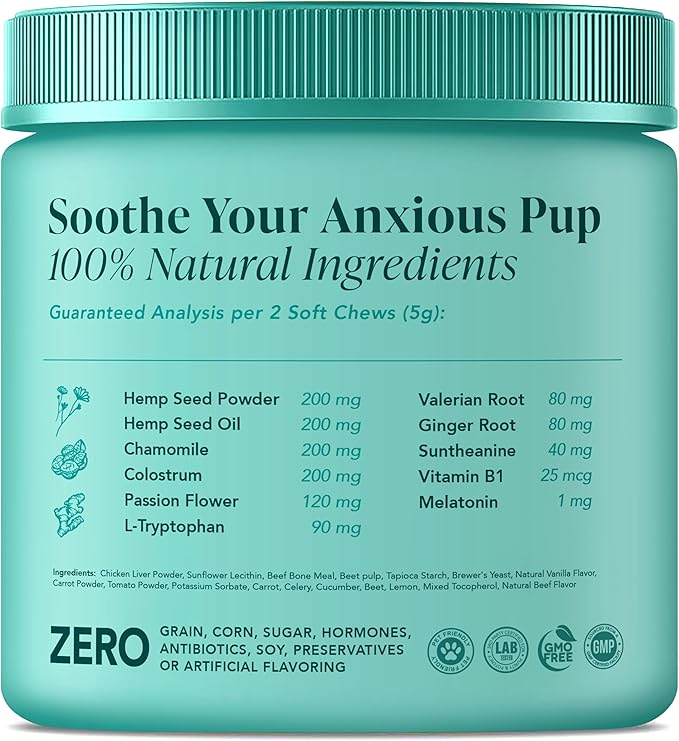 My Lil' Nugget – Vet-Approved Calming Chews for Dogs | All-Natural Calm Treat for Noise, Travel & Home Alone | Chamomile & Melatonin | All-Ages - Senior Dog to Puppy | 90 Beef‑Flavor Soft Chews