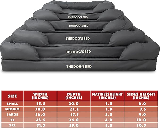 The Dog’s Bed Medium Oxford Grey, Memory Foam, Pain Relief: Arthritis, Hip & Elbow Dysplasia, Post Surgery, Lameness, Supportive, Calming, Waterproof Washable Cover