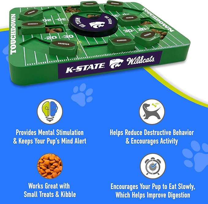 Pets First NCAA Kansas State Large Puzzle Toy, Dog Puzzle Treat Toy, New Large Size, Interactive Dog Treat Toy, Dog Slow Feeding Toy