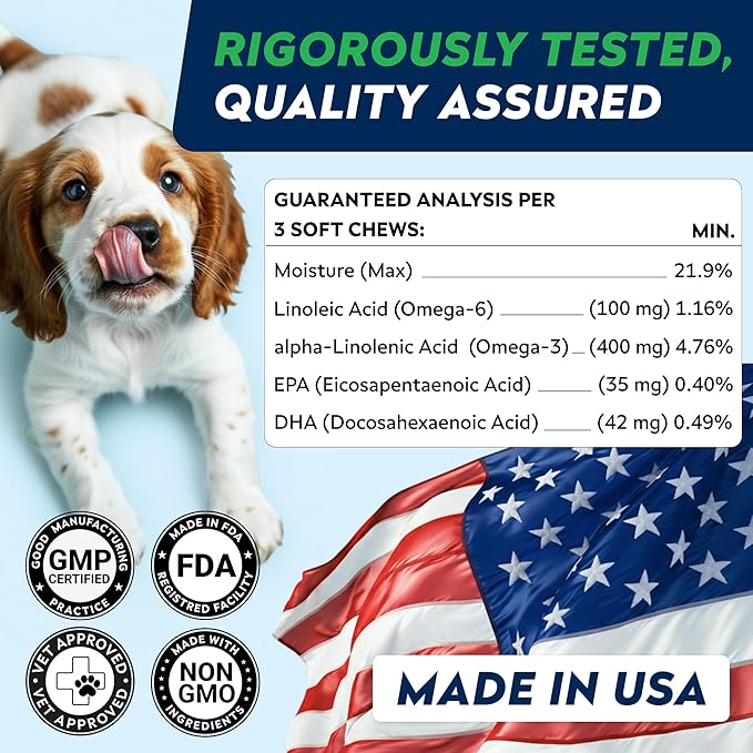 STRELLALAB Fish Oil Omega 3 6 9 Chews for Dogs - Allergy and Itch Relief - Flea and Tick Chews for Dogs - Skin and Coat Supplement - Shedding, Itchy Skin Relief - 170Ct - Chicken Liver
