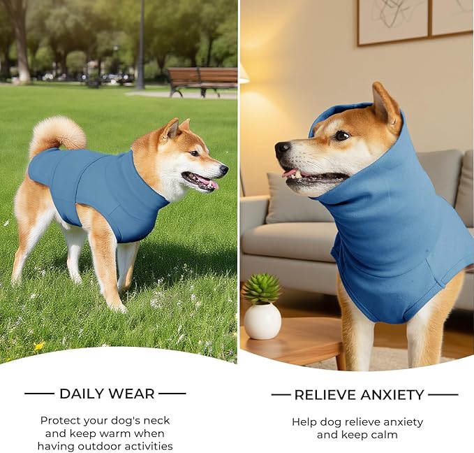 Dog Anxiety Calming Vest Adjustable Turtleneck Thunder Shirt Jacket for Fireworks, Separation, Vet Visits, Pet Hoodie for Large Medium Dogs
