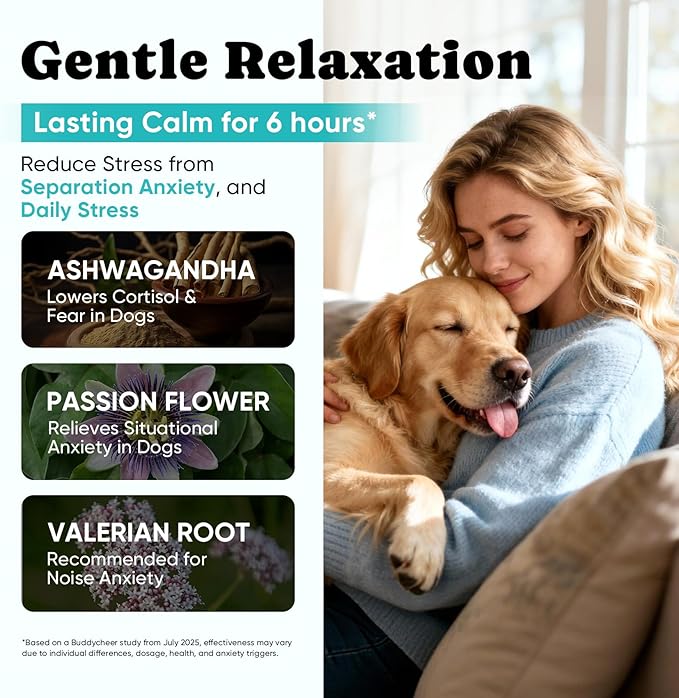 Calming Chews for Dogs – GABA & Melatonin for Fast-Acting Relief – Long-Lasting Support with Ashwagandha – Stress & Anxiety Relief Treats for Dogs – Thunder, Separation, Travel & Fireworks – 180 Chews