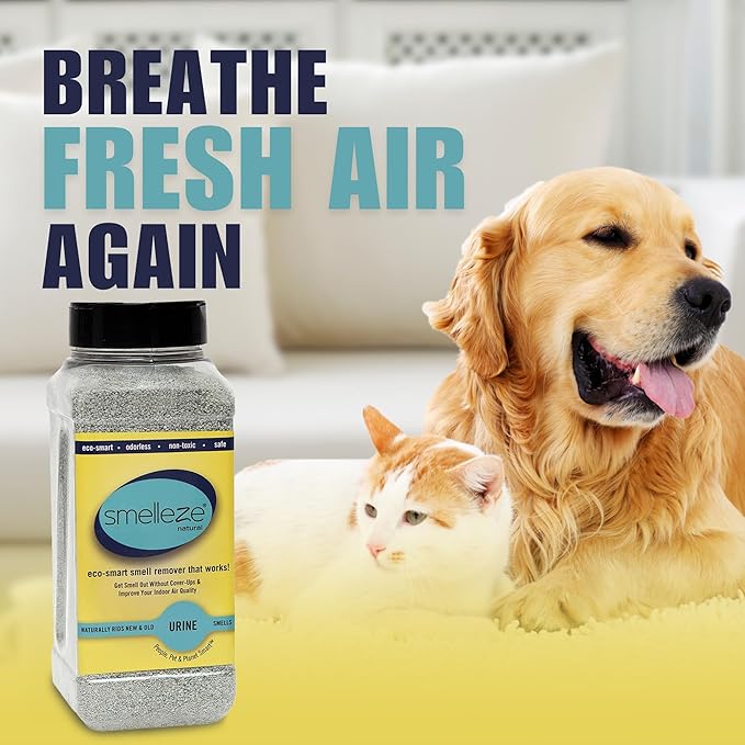 SMELLEZE Natural Urine Smell Removal Deodorizer: 2 lb. Granules Stops Urine Stench