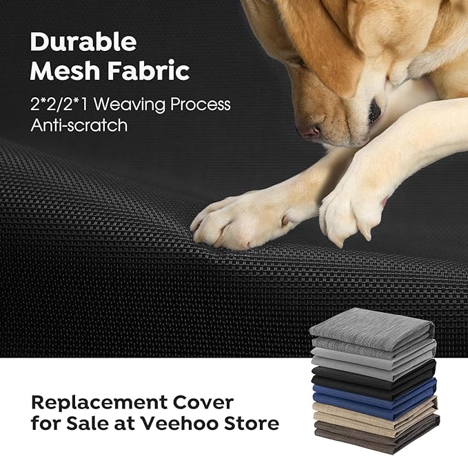 Veehoo Outdoor Elevated Dog Bed for Small Dogs, Cooling Raised Dog Cots Beds Training Platform Off Ground Hammock with Breathable Mesh, No-Slip Feet, 22"x17", Black