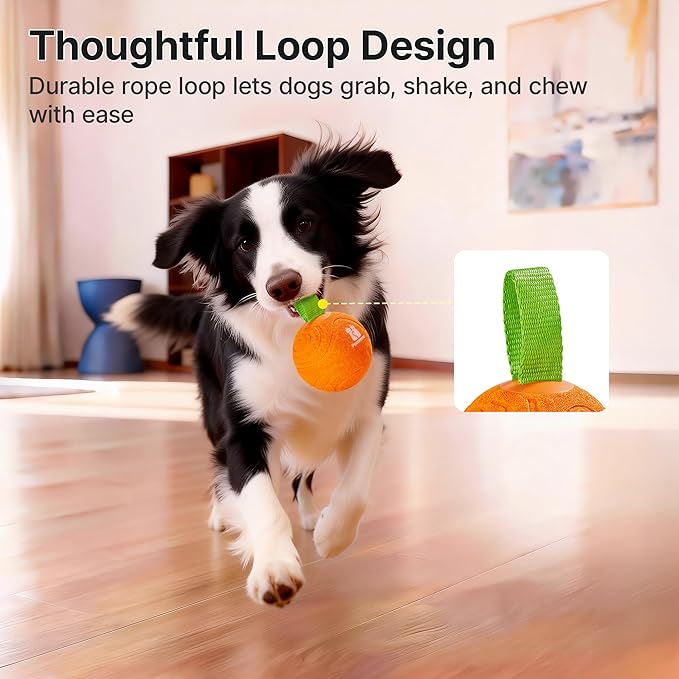 Potaroma Dog Ball Toys with Rope, Interactive Motion Activated 3 Mode USB Bouncing Ball Toys Durable E-TPU Material for Medium/Large Dogs, 3.2"-Not for Aggressive Chewers