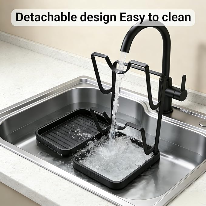 Stainless Steel Kitchen Pot Lid Storage Rack, Pot Lid Holder While Cooking, Multifunctional Pot Lid Organizer with Removable Drip Tray & Spoon Rest, Waterproof & Rustproof (Grey, 2Pack)