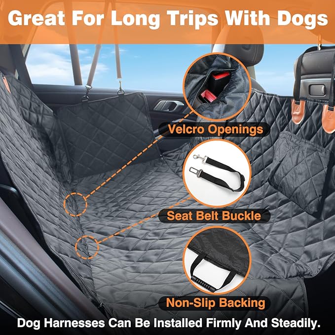 Car Dog Cover Back Seat – 100% Waterproof Heavy Duty 600D Oxford Fabric Dog Hammock for Car, Scratch-Proof & Nonslip Back Seat Cover, Multi-use Pet Seat Cover for Cars, Trucks & SUVs