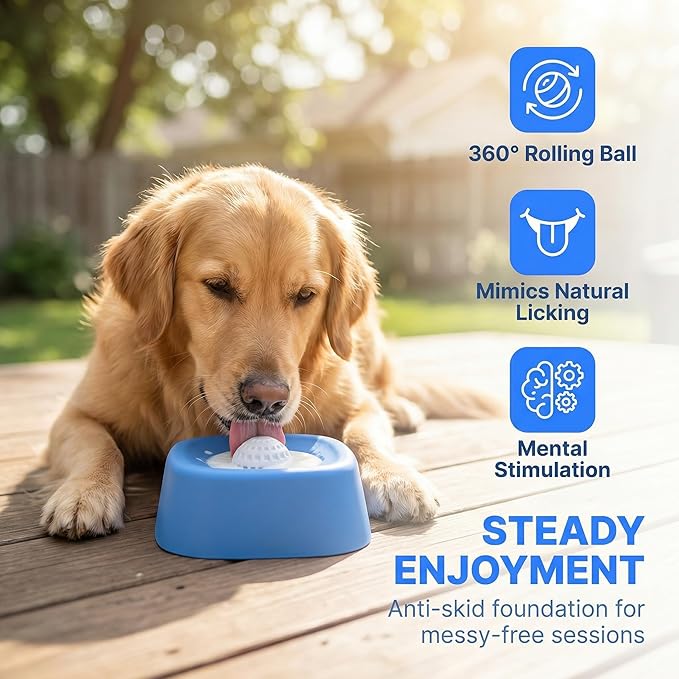 Slow Feeder Dog Bowls for Liquid Treat, Interactive Lick Bowl Anti-Slip Slow Feeder for Wet Food, Anti-Slip Bone Broth Dog Lick Bowl, Bone Broth & Yogurt, for Dogs and Cats