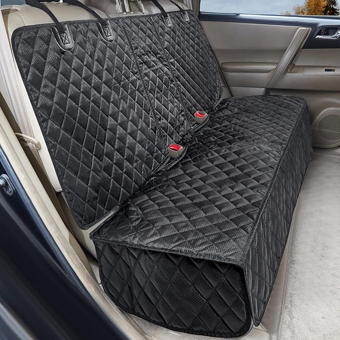 Dog Car Seat Cover for Back Seat Cover for Kids ISOFIX Car Seat Protector for Dogs Nonslip Water Proof Universal Fit Dog Car Seat Cover for Truck SUV(Large,Black)
