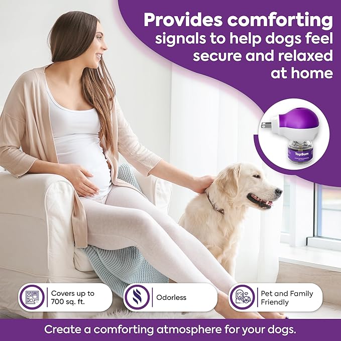 TopSum Pheromone Diffuser for Dogs: Premium Dog Calming Diffuser - Calming Pheromones for Dogs - Dog Appeasing Pheromone - Pet Calming Diffuser, 4 in 1 (Purple)