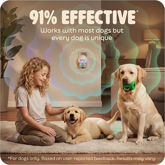 Dog Calming Diffuser Kit with Toy – Helps Reduce Barking, Pee Accidents & Separation Anxiety – Pheromone Plug-in for Dogs – 2 Diffusers + 2 Refills