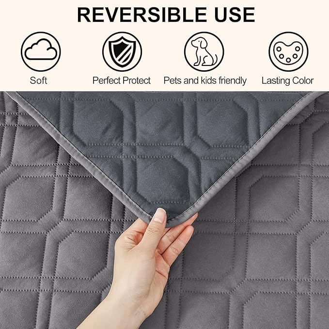 Smiry Waterproof Dog Blanket, 40x50 Inch Soft Pet Bed Cover Reversible, Washable Sofa Couch Furniture Protector for Small Medium Large Dog Puppy Cat, Geometric, Grey/Dark Grey