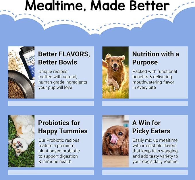 Flavors Food Topper for Dogs, White Cheddar Recipe, 6-Ounce, Pack of 2