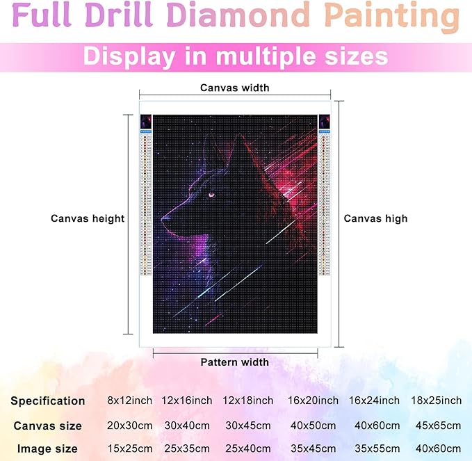 Black Dog Diamond Painting Kits for Beginner, 5d DIY Diamond Painting Kits for Adult Animal, Paint by Number Without Frame Home Wall Decor 8 * 12Inch