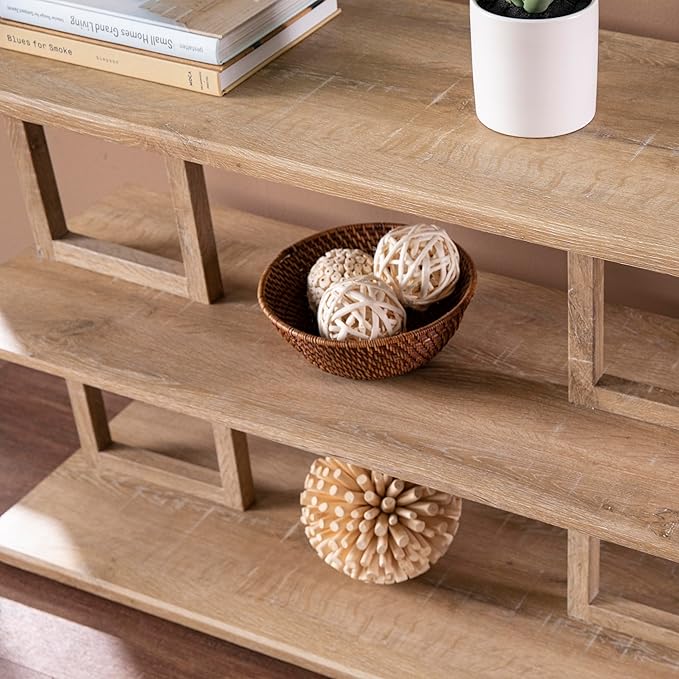SEI Furniture Markworth Geometric 42" Wood ConsoleTable, Natural