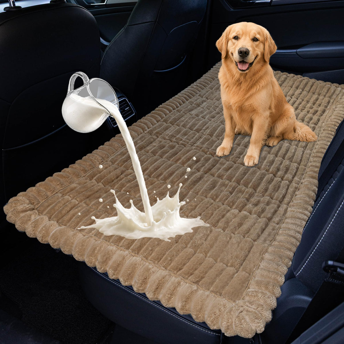 Dog Car Seat Waterproof Bed Cover Back Seat Brown 23.6”x51” - Image 1