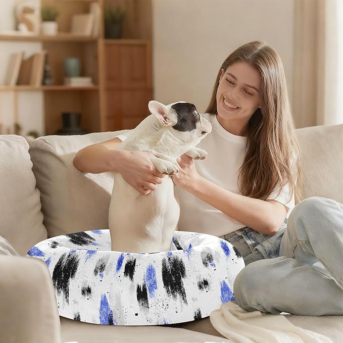 Black Blue Brush Pet Dog Beds Anxiety Relief fluffier Calming Bed for Small Size Pets Supplies