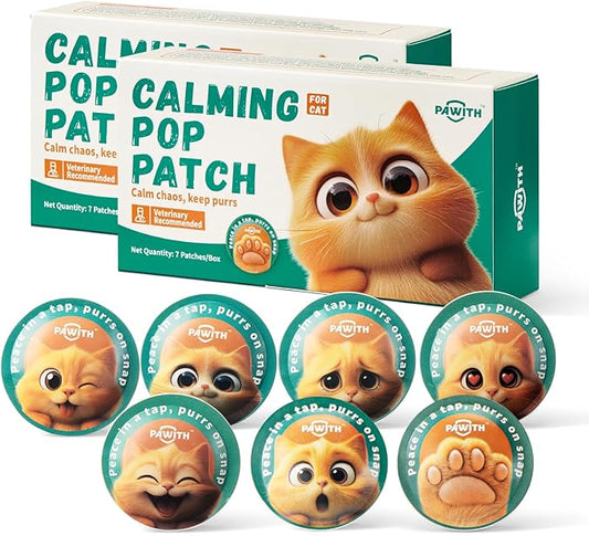 Calming Pop Patch for Cat Travel – Pheromone Diffuser for Cats Reduces Anxiety & Stress-Related Behaviors in Cats & Kittens, Long-Lasting, No Electricity Needed, More Convenient Than Sprays