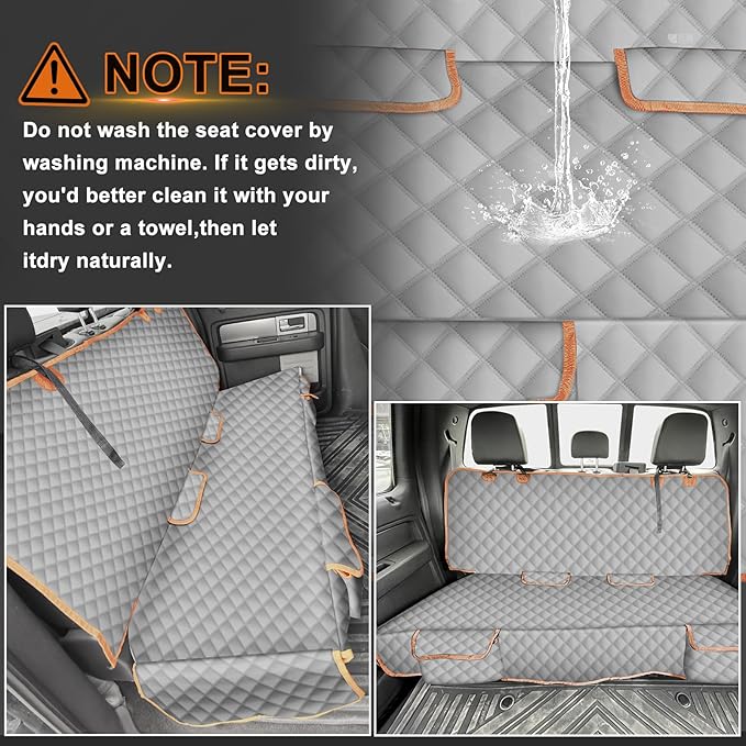 sportuli Dog Truck Rear Seat Cover Replce for Ford Maverick/Hyundai Santa Cruz, 600D Oxford Cloth Heavy Duty Waterproof Non Slip Pet Truck Back Bench Seat Cover