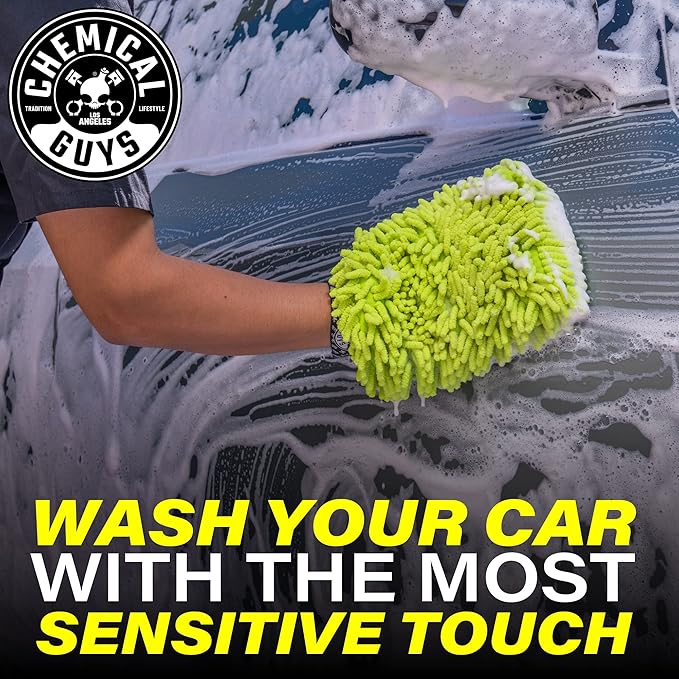 Chemical Guys Premium Microfiber Towels (16 Inch x 16 Inch) (Pack of 12) and Chenille Premium Scratch-Free Microfiber Wash Mitt