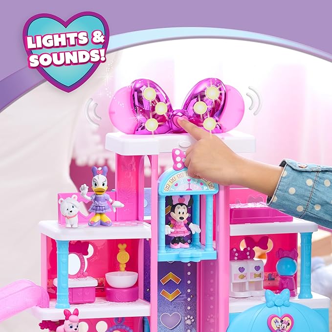 Disney Jr. Minnie Mouse Pet Hotel Playset, 20 Inch Playset, 25 Pieces Included, Ages 3 and Up, Kids Toys for Ages 3 Up by Just Play