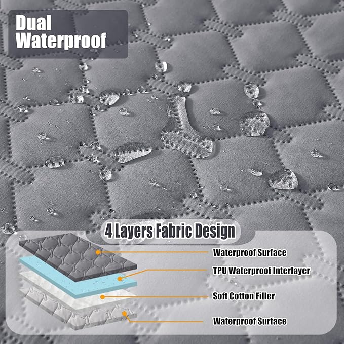 Smiry Waterproof Dog Bed Cover Blanket, Soft Reversible Pet Blanket, Washable Leakproof Cats Dogs Couch Cover for Sofa, Couch, Furniture, Plaid (30x53 Inch, Grey/Light Grey)