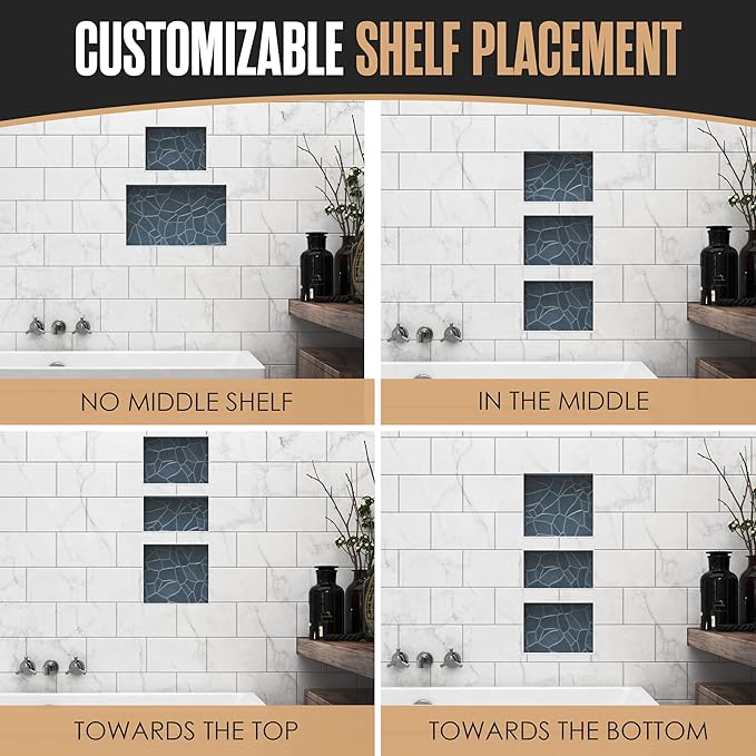 Houseables Shower Niche, Shower Niche Insert Tile Ready, Recessed Bathroom Storage, 12x20 + 12x10, in Wall Shelf, Cubby Inserts, Recessed Shampoo Caddy, Inset Shelves, Built in Nook, Soap Box, Prefab