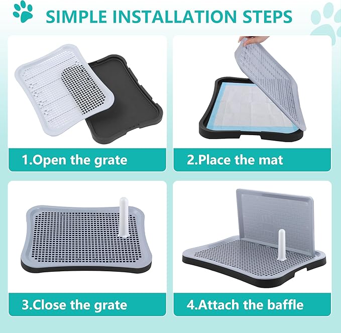 Indoor Dog Potty Pad, Changing Pee Pad Holder Training with Splash Guard, Puppy Pad Holder Tray for Small and Medium-Sized Dogs Indoor Outdoor, Waterproof Easy Clean Christmas Dog Toys Gift