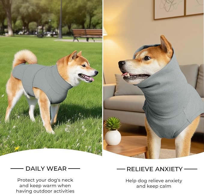 Dog Anxiety Calming Vest Adjustable Turtleneck Thunder Shirt Jacket for Fireworks, Separation, Vet Visits, Pet Hoodie for Large Medium Dogs