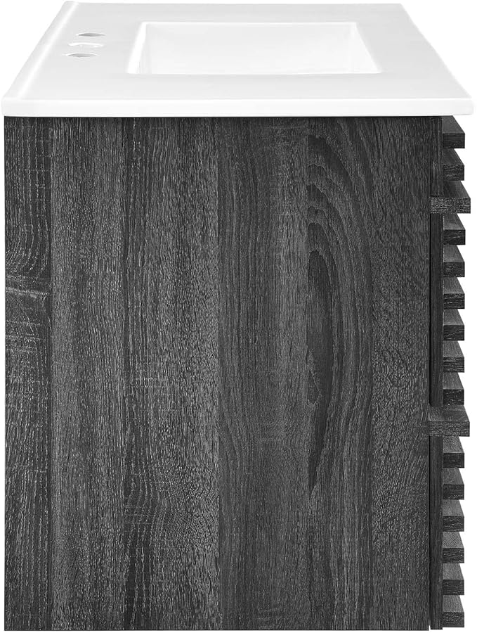Modway Render 36" Wall-Mount Bathroom Vanity in Charcoal White