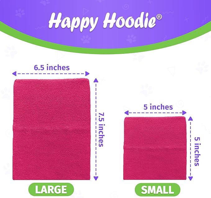 Happy Hoodie The Original Dog & Cat Calming Band - American Brand - Anxiety Relief/Noise Protection - Grooming - Thunder - Fireworks 2 Pack Pink (1 Small, 1 Large) - Since 2008